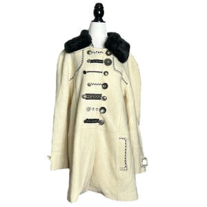 Gorgeous Carson Cream Wool  Jacket Coat with Unique Detail Button